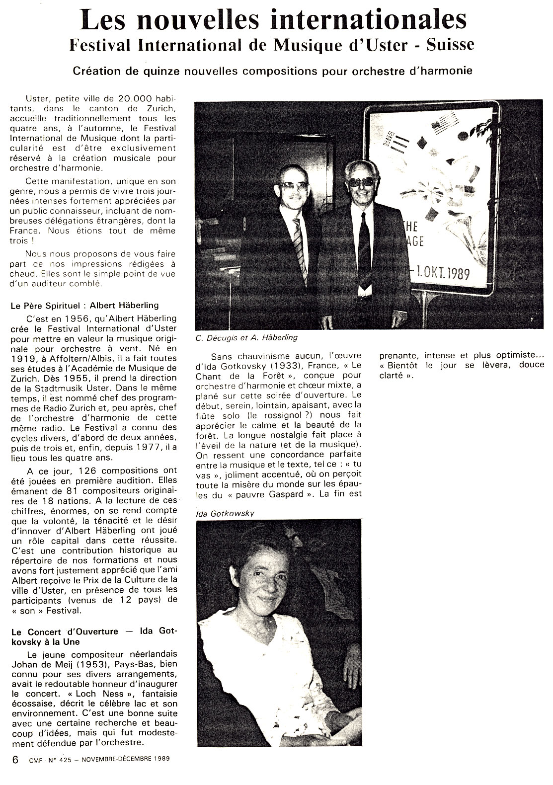 Journal de la CMF - n°425 - Nov/Dec 1989