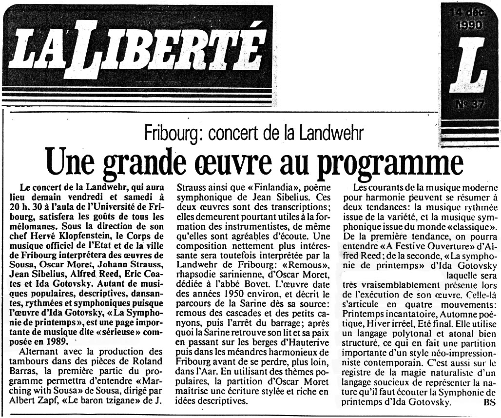 La Liberté - Fribourg - Décembre 1990